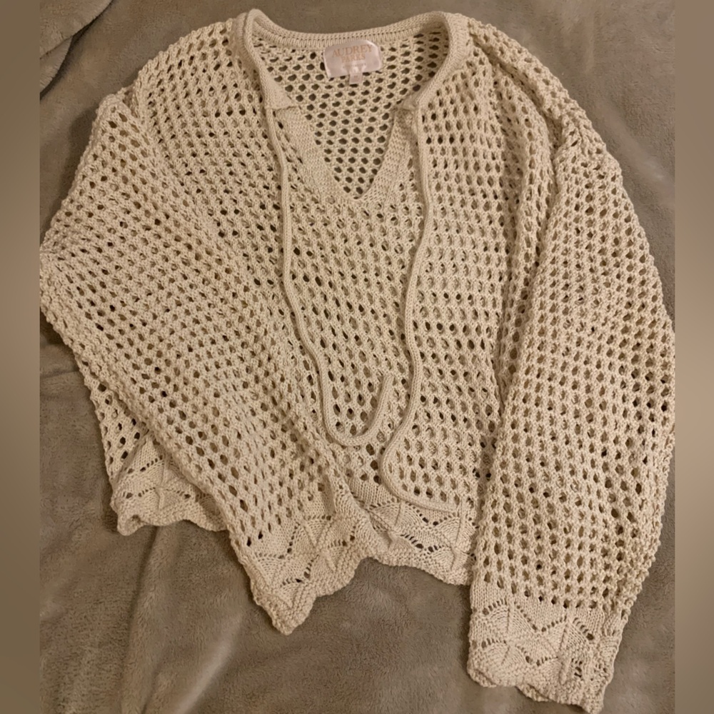 Francesca's Collections Cream Open-Knit Cardigan